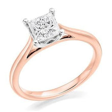 Load image into Gallery viewer, 18K Rose Gold Princess Cut Solitaire Diamond Ring 1.00 Carat - Pobjoy Diamonds