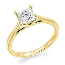 Load image into Gallery viewer, 18K Yellow Gold Princess Cut Solitaire Diamond Ring 1.00 Carat - Pobjoy Diamonds