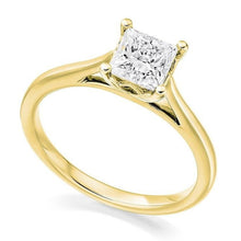 Load image into Gallery viewer, 18K Yellow Gold Princess Cut Solitaire Diamond Ring 1.00 Carat - Pobjoy Diamonds