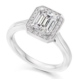 950 Platinum 0.90 CTW Emerald Diamond Engagement Ring E/VVS - Pobjoy Diamonds