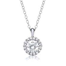 Load image into Gallery viewer, 18K White Gold One Carat  Diamond &amp; Halo Necklace - Pobjoy Diamonds
