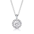 18K White Gold One Carat  Diamond & Halo Necklace - Pobjoy Diamonds