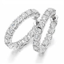 Load image into Gallery viewer, Platinum Or White Gold Diamond Hoop Earrings 3.00 carats