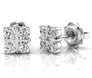18K Gold 0.25 Carat Cube Diamond Earrings G-H/Si