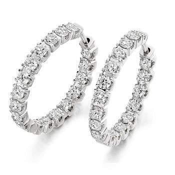 18K Gold Diamond Hoop Earrings 2.00 Carats-Pobjoy Diamonds
