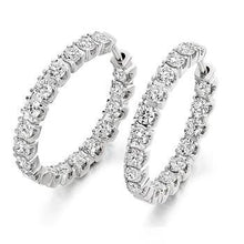 Load image into Gallery viewer, 18K Gold &amp; Claw Set 2.00 CTW Diamond Hoop Earrings-Pobjoy Diamonds