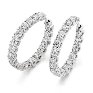 950 platinum & Claw Set 2.00 CTW Diamond Hoop Earrings-Pobjoy Diamonds