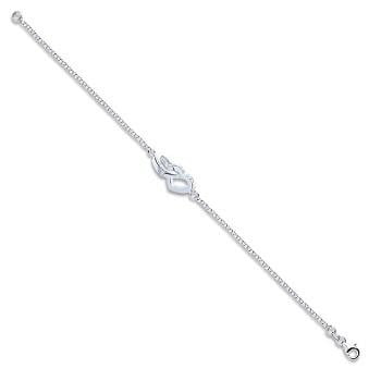 Sterling Silver Twin Heart Ladies Bracelet From Pobjoy Diamonds