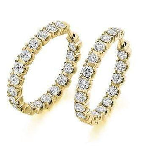 18K Gold Diamond Hoop Earrings 2.00 Carats