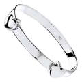 Child's Sterling Silver Expandable Twin Heart Bangle - Pobjoy Diamonds