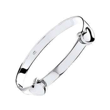 Load image into Gallery viewer, Child&#39;s Sterling Silver Expandable Twin Heart Bangle - Pobjoy Diamonds