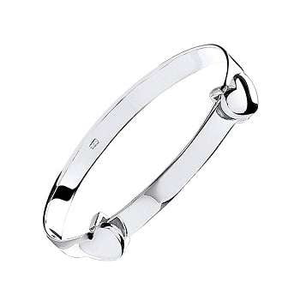 Child's Sterling Silver Expandable Twin Heart Bangle - Pobjoy Diamonds
