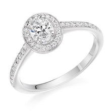 Load image into Gallery viewer, Pobjoy Oval Cut Halo Diamond Engagement Ring 0.55 CTW D/VS