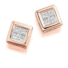Load image into Gallery viewer, 18K Gold Princess Cut Diamond Stud Earrings - Pobjoy Diamonds