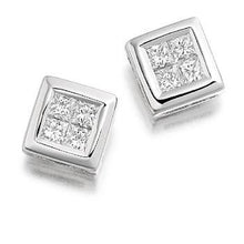 Load image into Gallery viewer, 18K Gold Princess Cut Diamond Stud Earrings - Pobjoy Diamonds