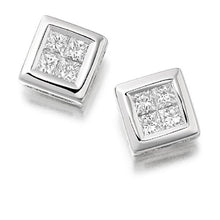 Load image into Gallery viewer, 18K Gold Princess Cut Diamond Stud Earrings - Pobjoy Diamonds