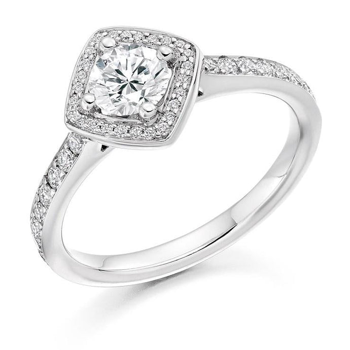 Brilliant Round Cut 0.85 CTW Halo Diamond Engagement Ring F/VS