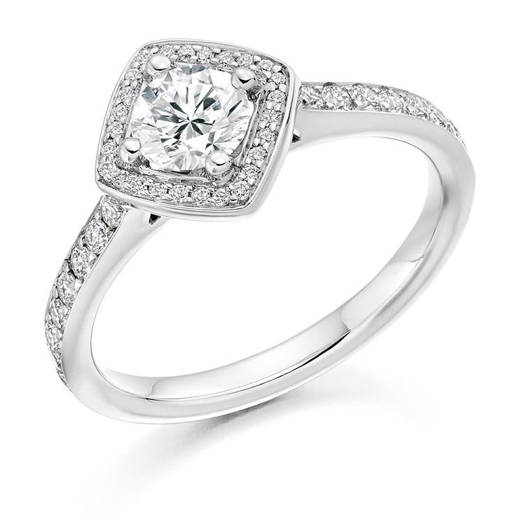 Brilliant Round Cut 0.85 CTW Halo Diamond Engagement Ring G/Si