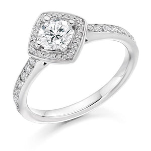 Brilliant Round Cut 0.85 CTW Halo Diamond Engagement Ring G/Si
