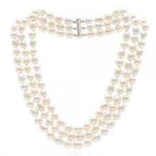 Load image into Gallery viewer, Triple Strand Freshwater Cultured Pearl Necklace &amp; Silver Clasp - Pobjoy Diamonds