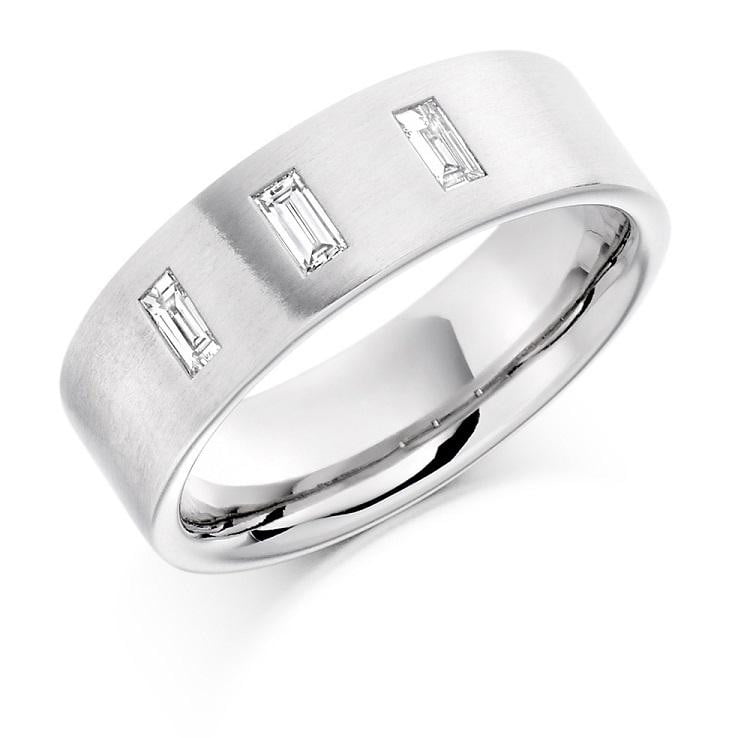 950 Platinum & Baguette Diamond Gents Ring D-E/VS - Pobjoy Diamonds