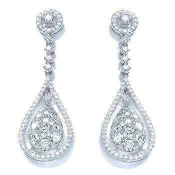 18K White Gold Pear Shape Diamond Drop Earrings 3.30 Carat - G-H/Si - G-H/Si - Pobjoy Diamonds