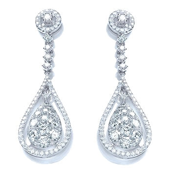 18K White Gold Pear Shape Diamond Drop Earrings 3.30 Carat - G-H/Si - G-H/Si - Pobjoy Diamonds