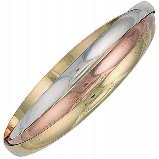 9K Gold Ladies Russian Three Colour Bangle 24g - Pobjoy Diamonds