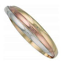 Load image into Gallery viewer, 9K Gold Ladies Russian Three Colour Bangle 24g - Pobjoy Diamonds