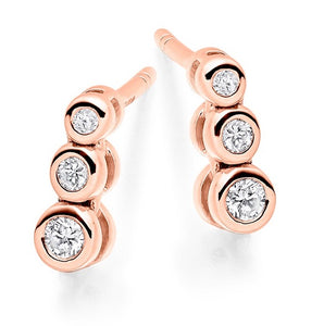 18K Gold 0.20 Carat Triple Diamond Drop Earrings  - Pobjoy Diamonds