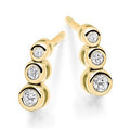 9K Gold 0.20 CTW Triple Diamond Drop Earrings