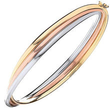 Load image into Gallery viewer, 9K Yellow, Rose &amp; White Gold Russian Bangle - Pobjoy Diamonds