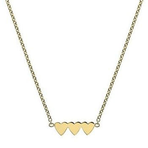 9K Yellow Gold Three Heart Ladies Pendant Necklace - Pobjoy Diamonds