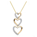 9K Yellow Gold & Triple Diamond Heart Pendant