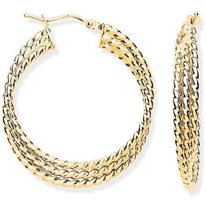 Pobjoy 9K Yellow Gold Layered Hoop Earrings 
