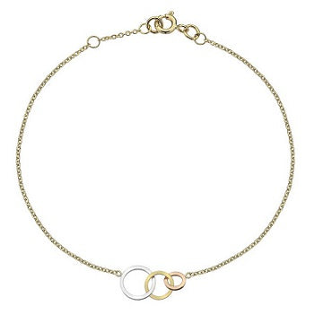 9K Three Colour Gold Hoop Ladies Bracelet - Pobjoy Diamonds