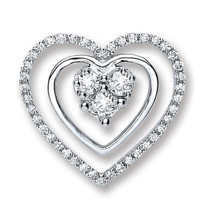 18K White Gold 0.40 Carat Triple Diamond Heart Pendant