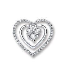Load image into Gallery viewer, 18K White Gold 0.40 Carat Triple Diamond Heart Pendant