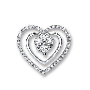 18K White Gold 0.40 Carat Triple Diamond Heart Pendant