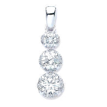 Load image into Gallery viewer, 18K White Gold Trilogy Diamond Pendant &amp; Necklace - Pobjoy Diamonds