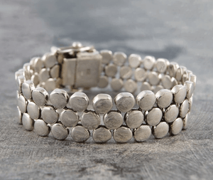 Handmade Medium Chunky Sterling Silver Disc Ladies Bracelet-Pobjoy Diamonds