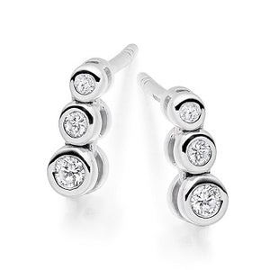 9K Gold 0.20 CTW Triple Diamond Drop Earrings - Pobjoy Diamonds