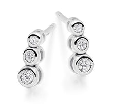 Load image into Gallery viewer, 9K Gold 0.20 CTW Triple Diamond Drop Earrings - Pobjoy Diamonds