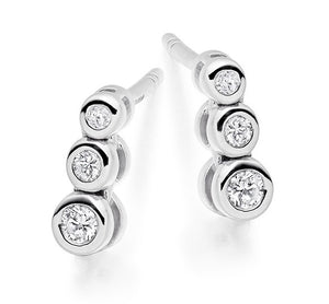 9K Gold 0.20 CTW Triple Diamond Drop Earrings - Pobjoy Diamonds
