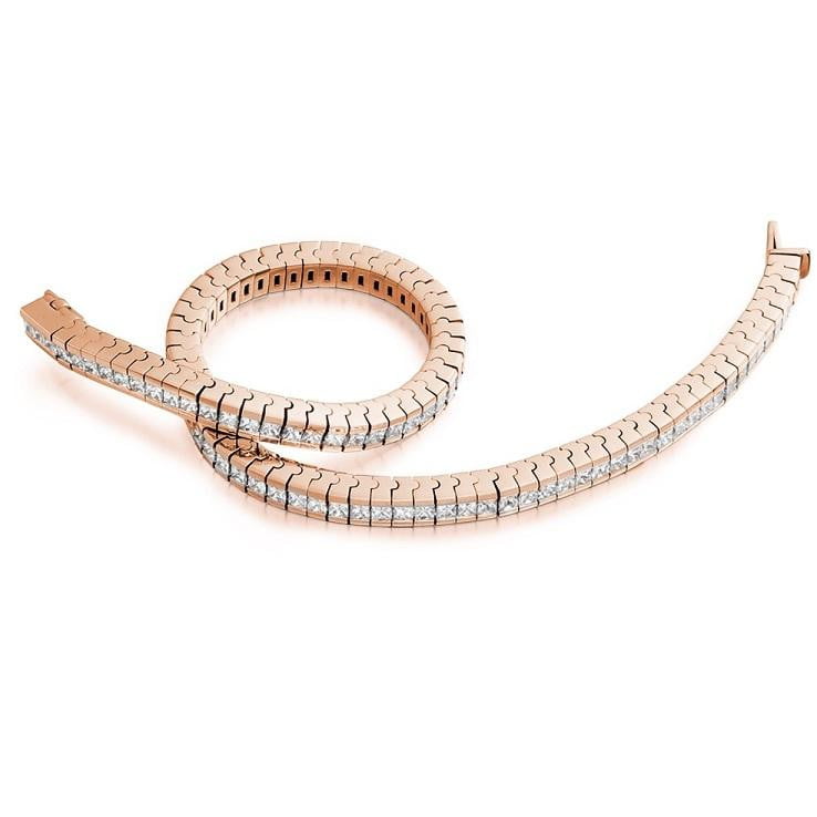 18K Rose Gold Pobjoy Princess Cut Diamond Tennis Bracelet 4.5 CTW