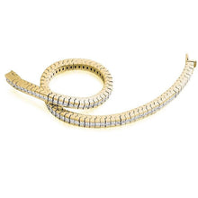 Load image into Gallery viewer, 18K Yellow Gold Princess Cut Diamond Tennis Bracelet 4.5 CTW G/Si - Pobjoy Diamonds