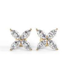 Load image into Gallery viewer, 18K Yellow Gold Marquise Cut Diamond Stud Earrings