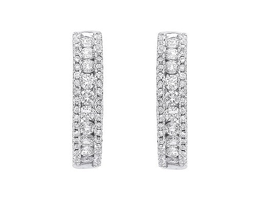 18K White Gold 0.52 CTW Diamond Hoop Huggies - Pobjoy Diamonds