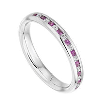 Load image into Gallery viewer, 18K White Gold Pink Sapphire &amp; Diamond Half Eternity Ring - 0.27 CTW - Pobjoy Diamonds