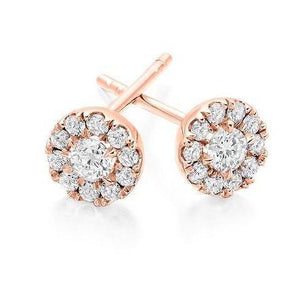 18K Gold Pave Set Round Diamond Stud Earrings 0.50 Carat - Pobjoy Diamonds
